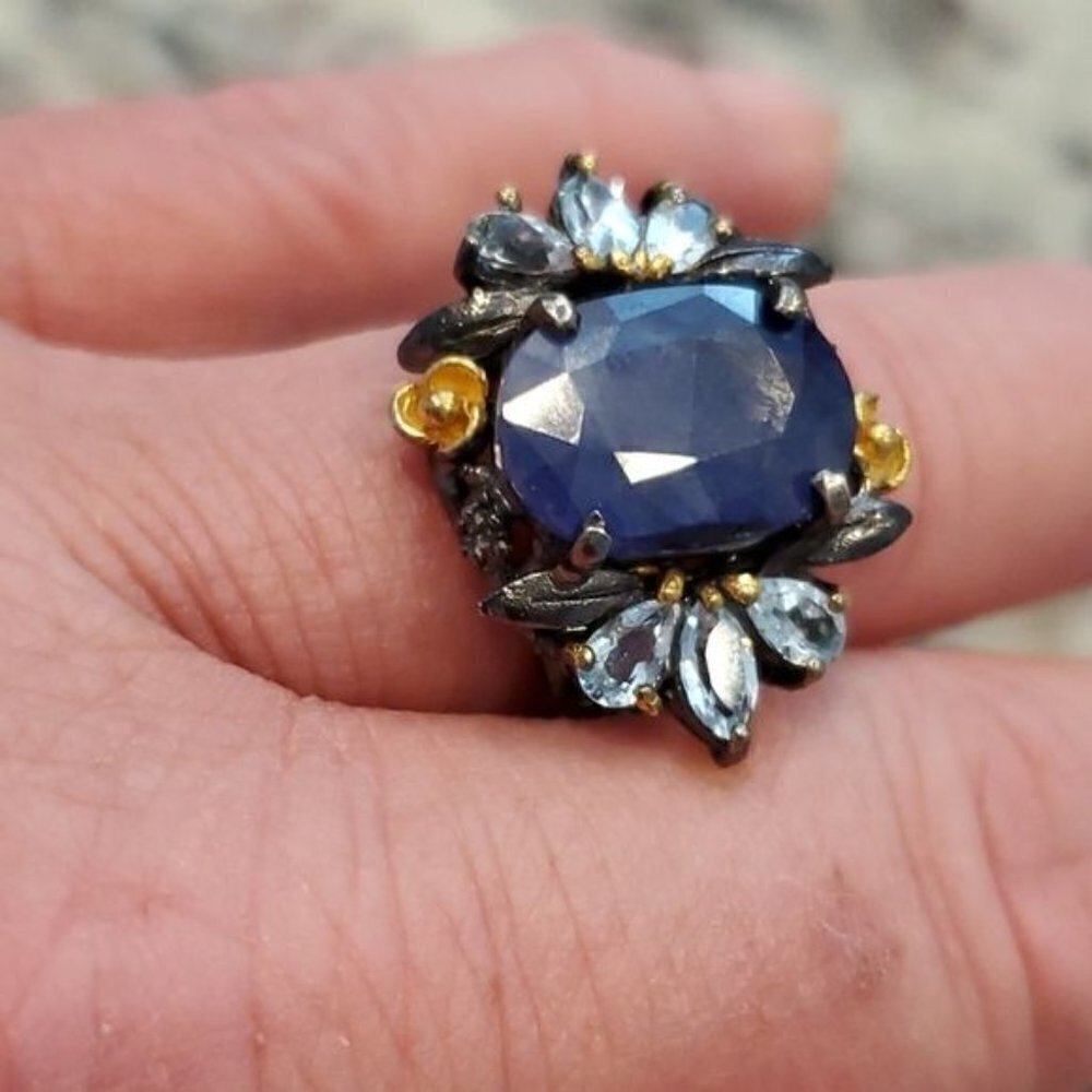 BEAUTIFUL BLUE LAPIS RING SIZE 9 - Picture 6 of 16
